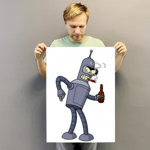 Постер (плакат) с  изображением робота Бендера купить